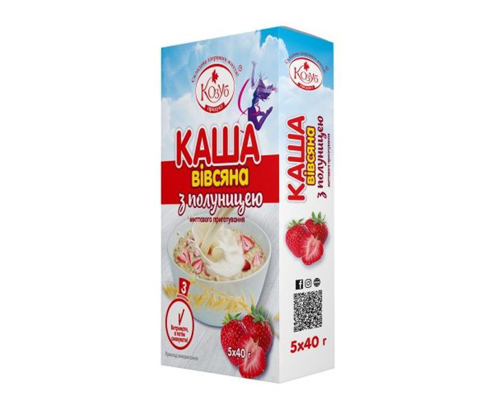 Каша миттєвого приготування Козуб вівсяна з полуницею 40гх5шт/уп